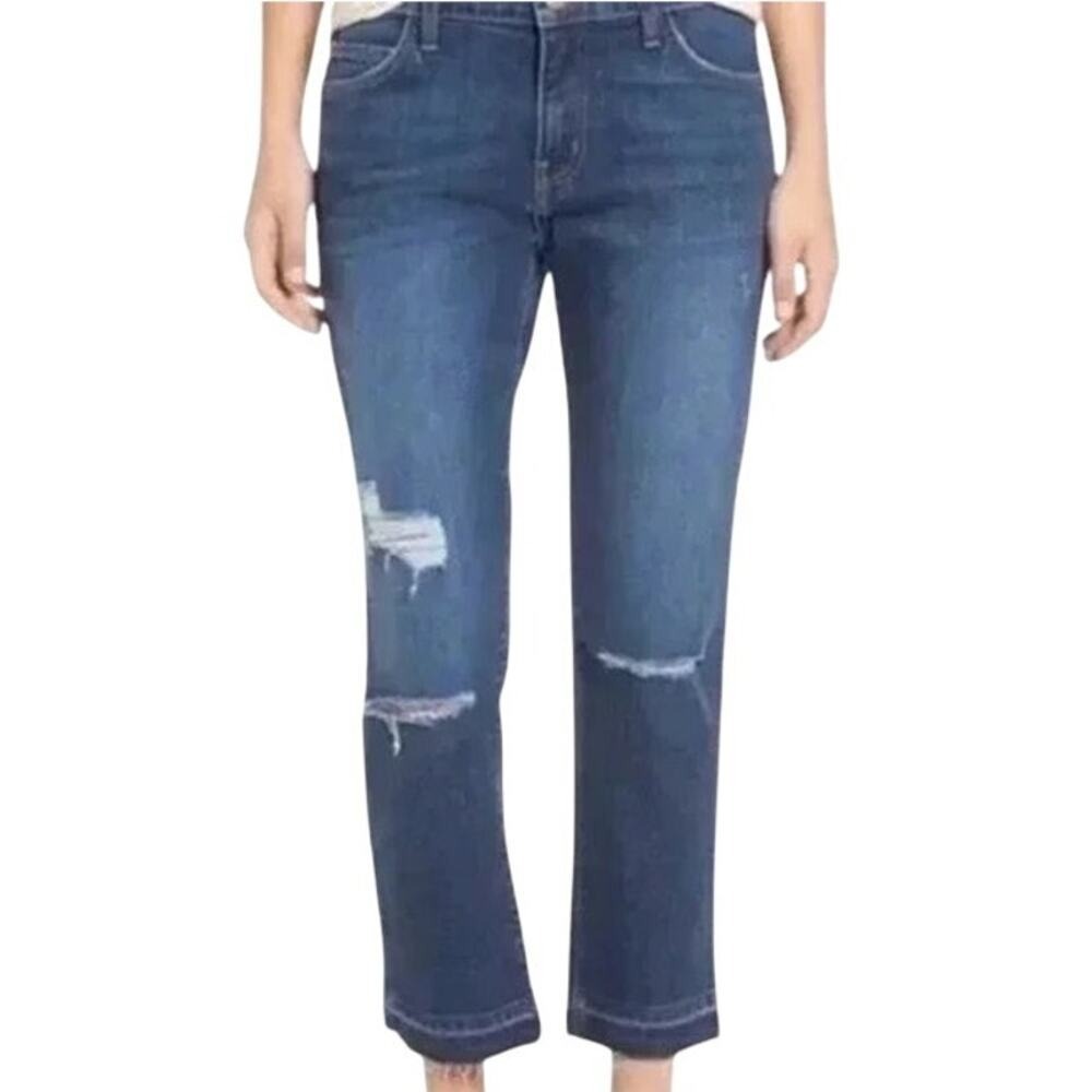 CURRENT/ELLIOTT The Cropped Straight Limitless Destroy Released Hem 27 Excellent - Picture 2 of 15